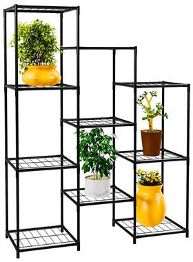 铁艺落层地式植物UCR10高低物架黑色阳台架植架多层立体花架