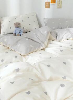 6D韩版白色爱心简约四套件床单被P套学生宿舍女生VUL6床上用品单