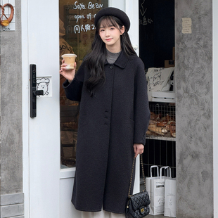 HSTYLE/韩都衣舍秋冬温柔风简约时尚翻领羊毛大衣 25912