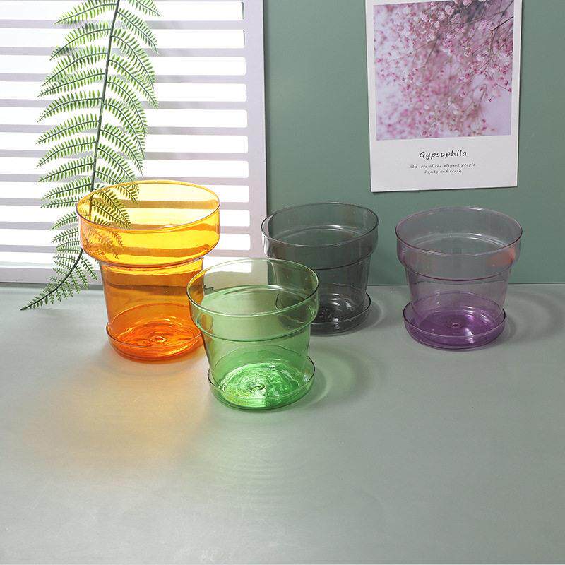 简约花盆创意欧式玻璃花盆透明彩色植物水养绿萝客厅水培插花装饰
