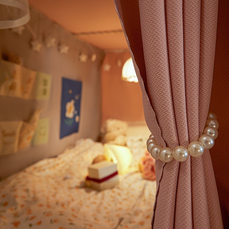 38N强遮光床帘蚊帐一体式上下铺全包式封闭女大学生宿舍棉麻