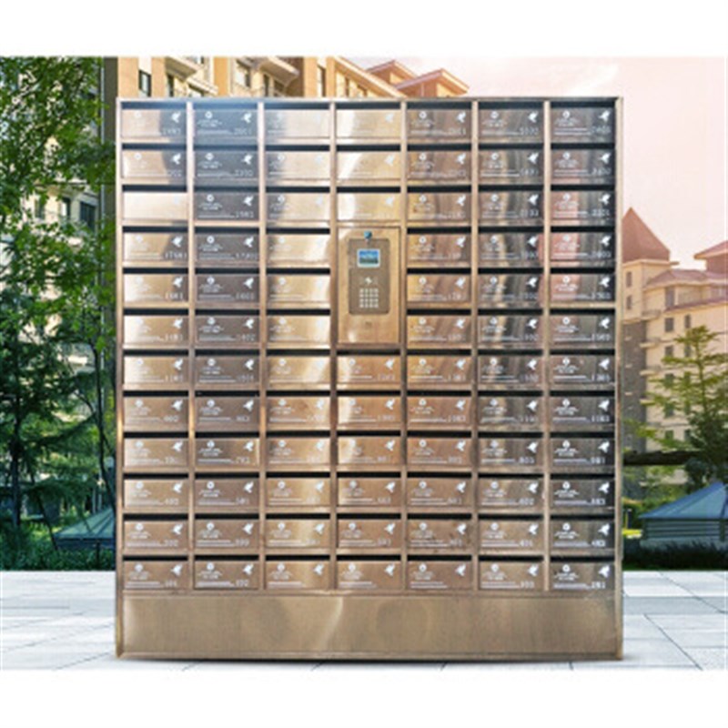 小区智能信报箱 供应别墅不锈钢人脸储物箱 室外挂墙扫码信箱