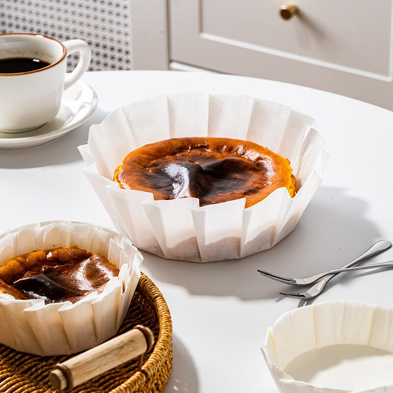 巴斯克蛋糕油纸模具6寸4寸8烘焙纸托包装盒免折打包盒子垫纸