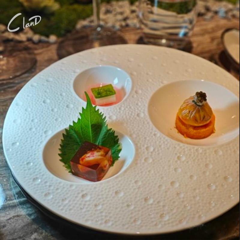 创意陶瓷餐具前菜开胃盘子冷菜三格拼盘法式西餐分子料理甜品盘子
