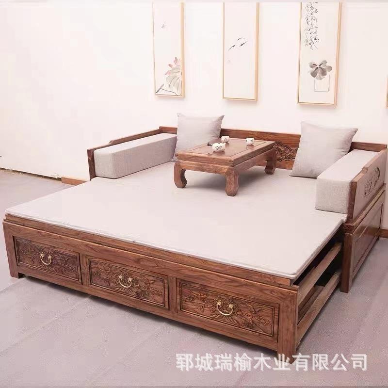 中罗汉床三件套老木仿古客厅家具发床罗汉床沙两榆用贵式妃塌小户