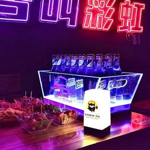 发冰桶1PC耐摔塑料LED充电鸡尾酒桶KTV啤光酒桶创酒意型船酒吧啤