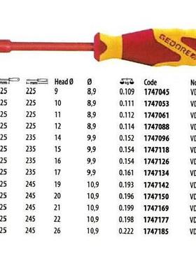 扳吉e多瑞Gdore六角套筒手VDE21334绝缘174VLM7053