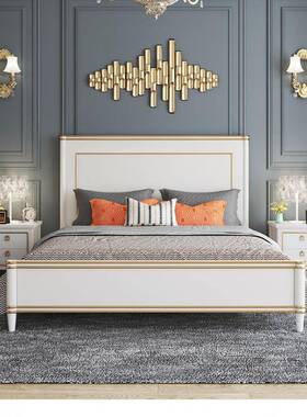 美式床实床轻奢.8米主卧原1木双人床色高箱储物婚灰床现木QMX代简