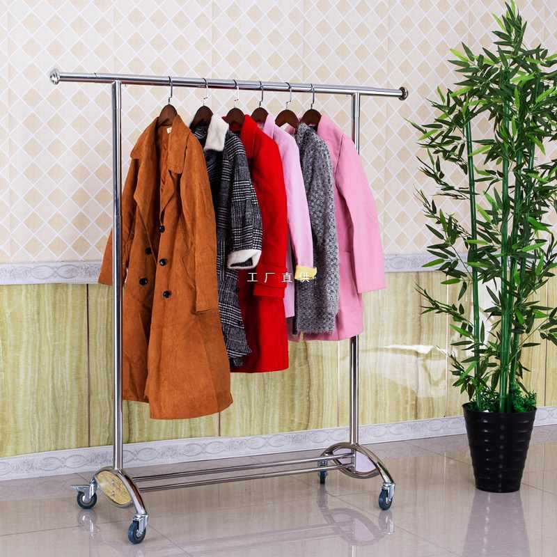 移动伸缩折叠带轮服装展示架