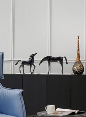 简约现代轻MC-TY-35奢抽象属动物软装饰品样板房间电雕视玄关柜塑