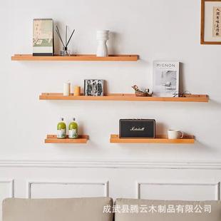 实物木搁板墙上置壁挂式置物一架字搁整板墙面装饰置架多层收纳杂