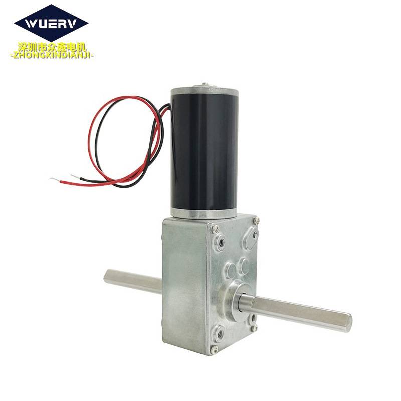 5840-31ZY涡轮蜗杆减速电机双输出轴12V 24V带自锁可调速可正反转
