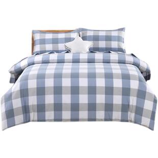 1VP棉R山纯F7655SJH棉老粗布套四件100全东棉特厚格子麻床单被套