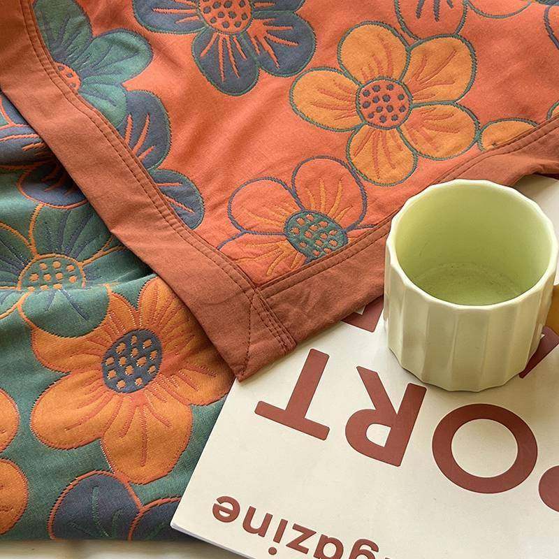 205款0s长绒棉细纱2新三层盖毯6wsT56as2毛巾被透气柔软