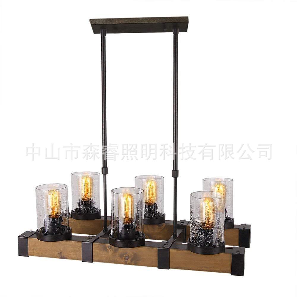 美式复古工业风木艺吸顶灯