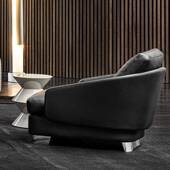 意式 设休闲 极简单人沙发椅轻计奢客471厅卧室台师椅布艺别墅阳款