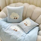 OMFH7J通可爱毛巾绣抱枕被子二合一办公室午卡睡毯车载便子携枕抱