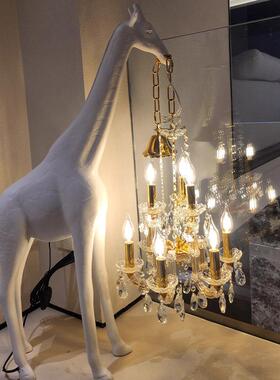 长颈鹿落地灯创意玻璃钢现44977代约简轻奢档装高饰大型红雕塑摆