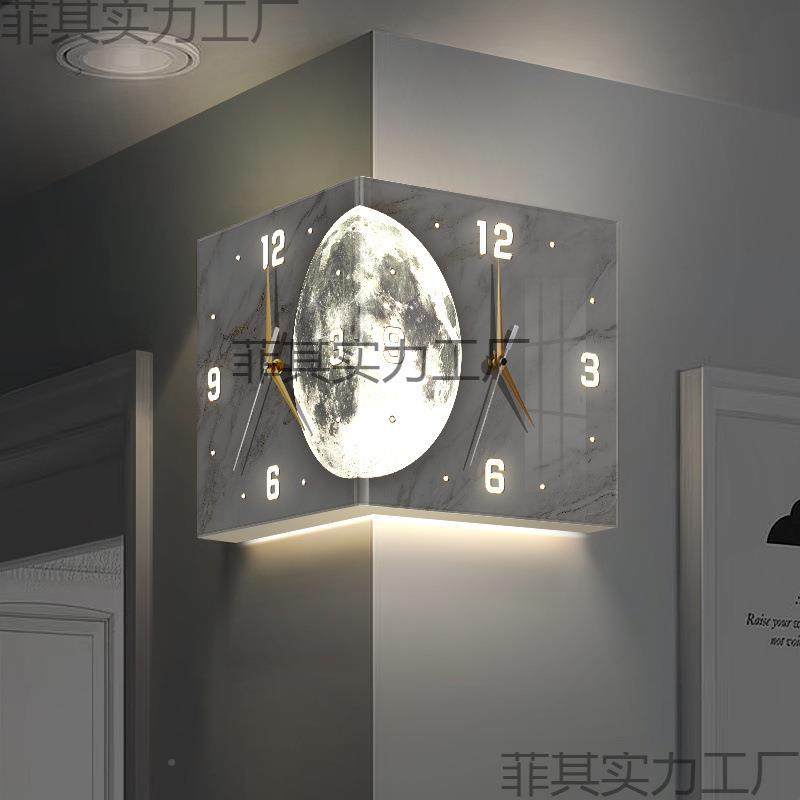 55209878940725款客厅拐双面发光创意时钟壁灯角球阳角月挂新钟免,家居饰品,台钟/闹钟,淘宝优惠券,粉丝福利购,淘宝优惠卷