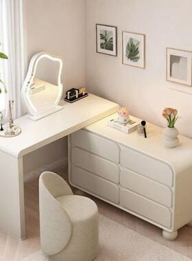 奶风妆台CJO斗一体主卧油伸缩梳柜化妆台收纳柜化妆桌