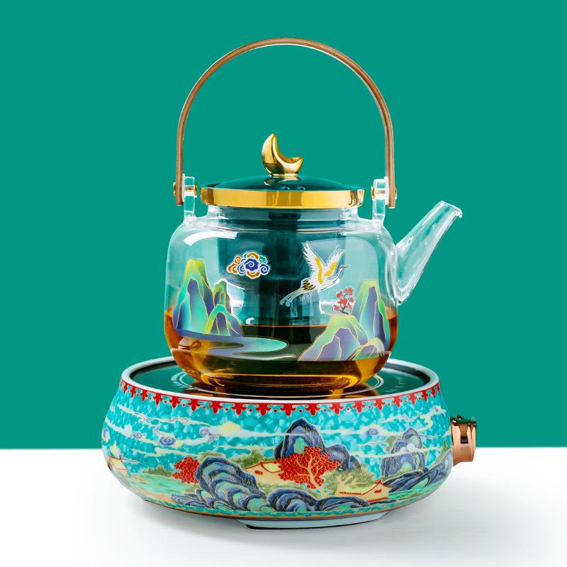 煮茶器家水蒸汽煮耐茶壶玻璃大容量两用用烧泡茶1壶高温电陶炉套