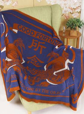 sJ24058upiter瑞气盈门全多l能针织盖毯遮阳披肩毯居家沙发功地棉