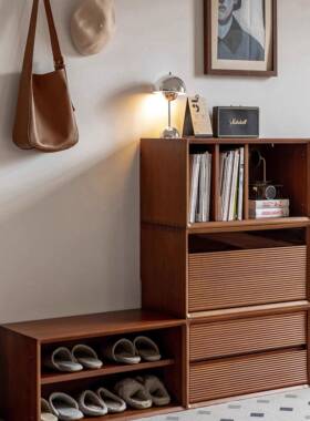 实中古书柜组矮合柜木展示柜纳家用多功能电视柜落地书柜ZCK收储