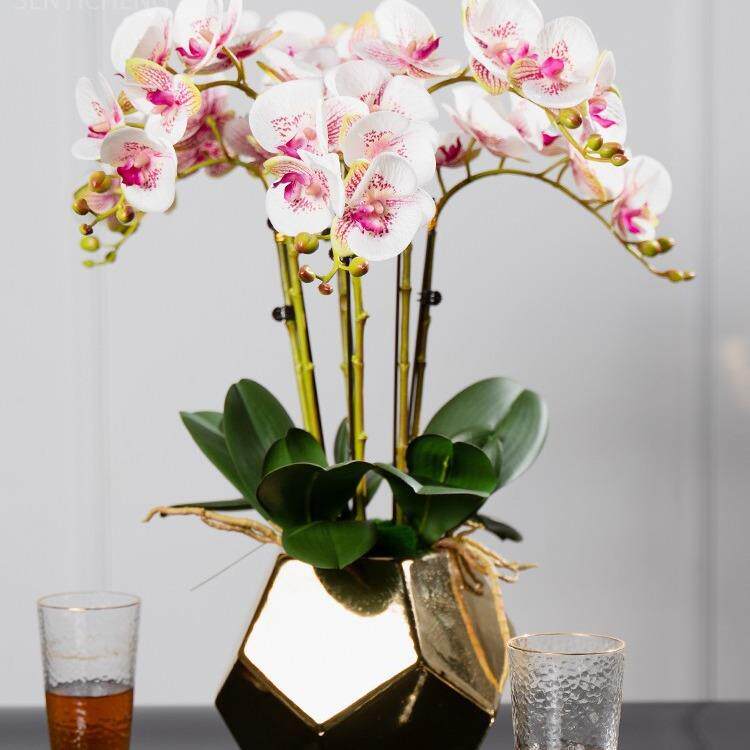 轻奢高端仿真蝴蝶兰插花艺塑料假花干花卉摆件客厅餐桌面装饰摆设