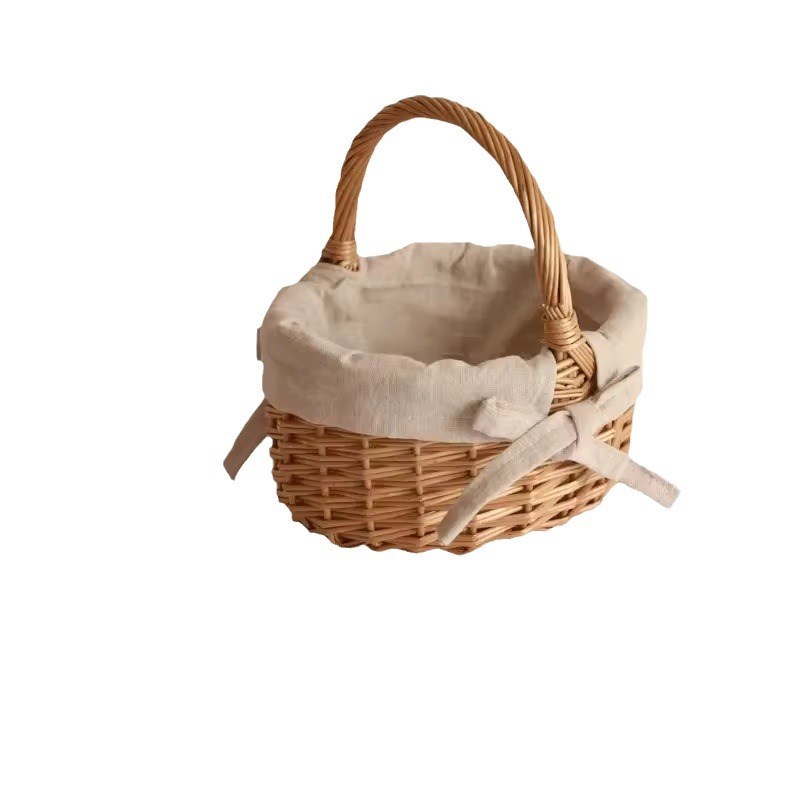 柳编篮竹编收纳篮子迷你手提篮儿童野餐篮藤编水果篮节日装饰篮