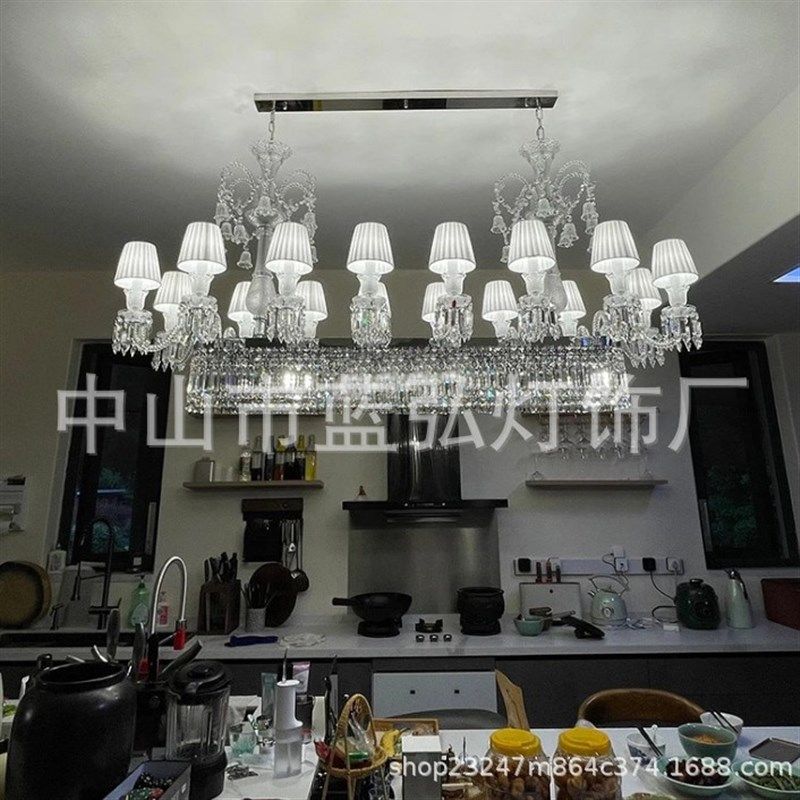 法式奢华餐厅吊灯长方形水晶灯2024新款高级感客厅别墅大厅吧台灯,家装灯饰光源,客厅吊灯,淘宝优惠券,粉丝福利购,淘宝优惠卷