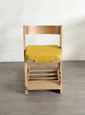 儿童学椅习4档调节带重力轮实木宝宝吃餐桌条椅ZMB升饭降件背凳子