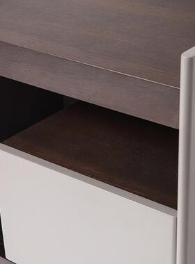 意式简高烟熏色床29709头柜现代简约卧室烤端漆床柜边设计师极款