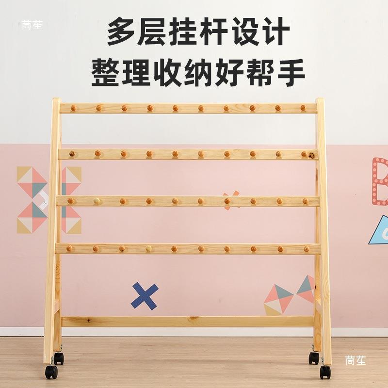 幼儿园木毛巾架落实地式可动儿童tj#sd$*&毛巾子樟移子架松免打孔