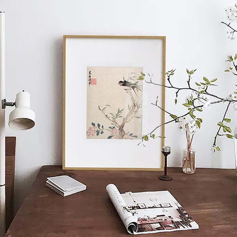 项圣谟山水鸟版画新中式卧室床头挂花画客民茶室原木风厅EWM装饰