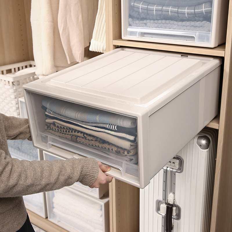 收箱纳抽屉式衣台物纳盒婴儿尿布衣服整理盒子收衣F87575H8帽间柜