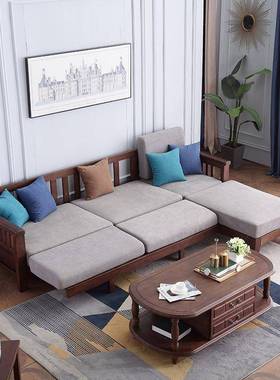 美贵妃沙发小户型推床坐垫伸缩床实木拉座架沙发床实靠89421木框