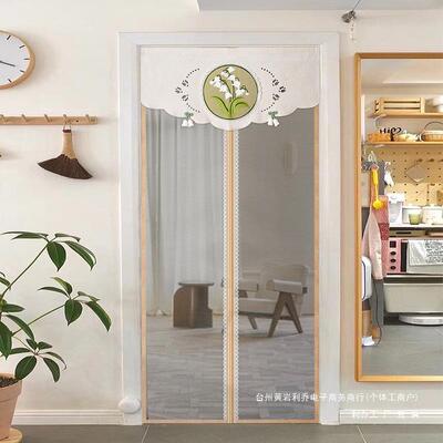 新款防门帘F9778HHM季夏魔术贴磁性自吸纱门法式刺家用全磁条纱绣