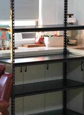 外孔板黑色铆钉五层仓货架VLZ置物架可调办节公室库阳台置铁物架