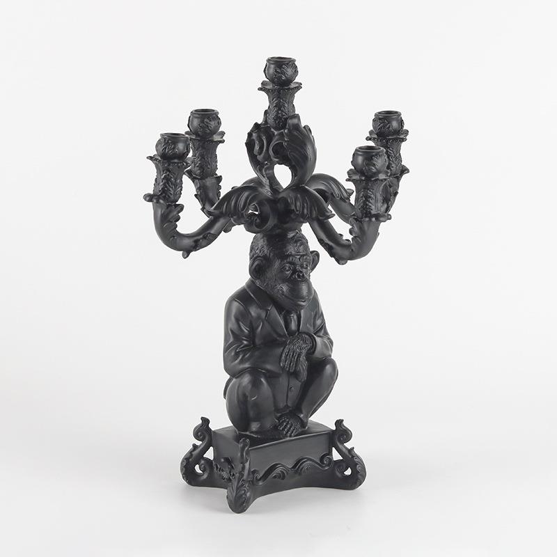 象猩抽蜡台复古装饰品摆件样板间民TUD宿客烛厅卧室玄关动物猩工