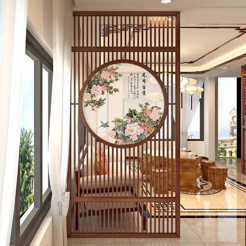 式中屏风隔断墙客厅实木现隔断小ZS-301户型简约代进门实木装玄饰
