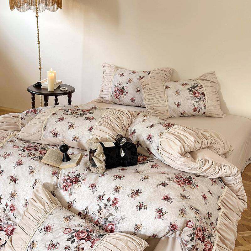 蒂娜后花棉园︱法复古全棉磨毛件套秋冬纯加厚1四QK20000000式支