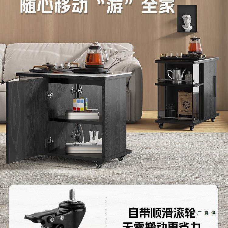 移动茶台多功能茶发客桌EMZ边几小柜子储物柜茶厅实木水柜休闲沙