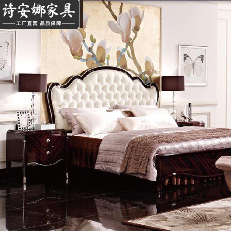 新古典床家具实木手工花雕1.8米布无品牌/艺双人床卧室组家合具