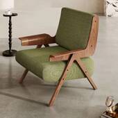 中古风复发古法式 台单人沙椅设计师实木客家用336厅阳休闲单椅