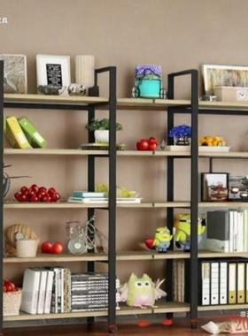 墙铁艺书架置物架断隔列客厅陈柜储物架展示架落地壁83171花架卧