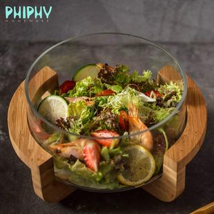 非号玻璃盆沙拉碗聚会非家用透明加厚大碗玻璃碗餐IRZ大具套装 三