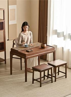 新中式轻奢实木家用阳收纳小茶台茶桌台225100山影新款0高端厅小