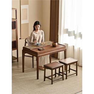 新中式轻奢实木家用阳收纳小茶台茶桌台225100山影新款0高端厅小