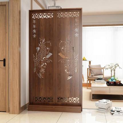 中屏风隔断简约简现代易客室厅玄关67013墙移动办公式实木屏风