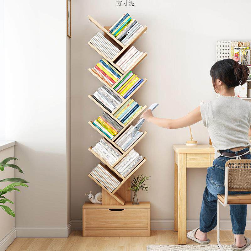 简易书架置架落地WAW客物厅家小用储架子卧室靠墙树形物收纳架型